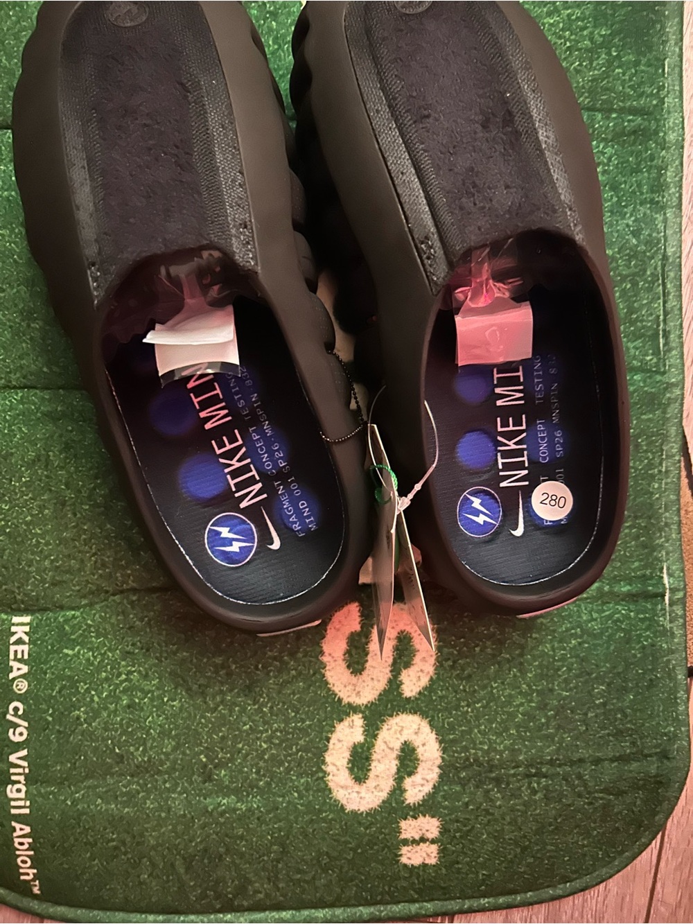 Men's Nike Mind 001 Fragment Black Slip-On Pregame- Waterproof Comfort - Picture 6 of 9